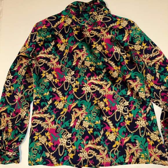 Vintage Christie & Jill Blouse Women Size 10 Button Up Long Sleeve Made in Korea - Picture 8 of 8